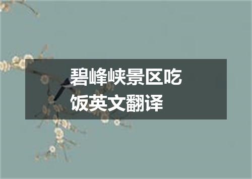 碧峰峡景区吃饭英文翻译