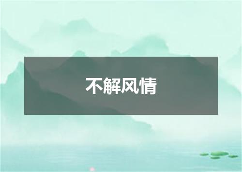 不解风情