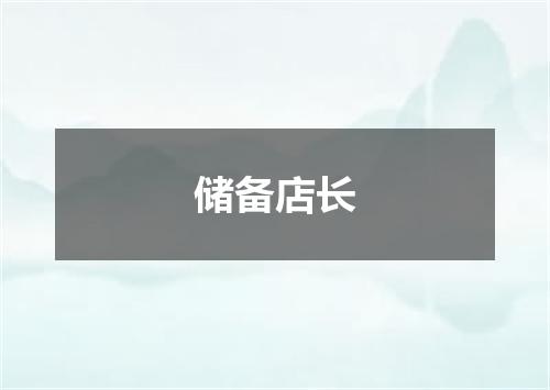 储备店长