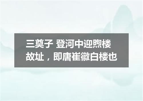 三奠子 登河中迎煦楼故址，即唐崔徽白楼也