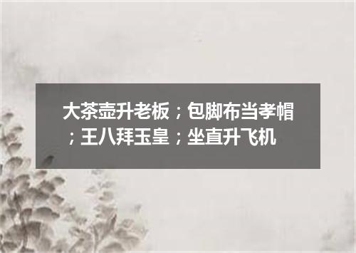 大茶壶升老板；包脚布当孝帽；王八拜玉皇；坐直升飞机