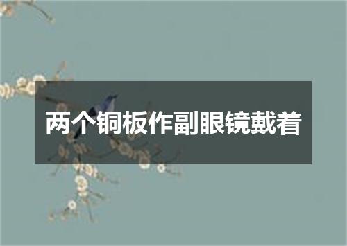 两个铜板作副眼镜戴着