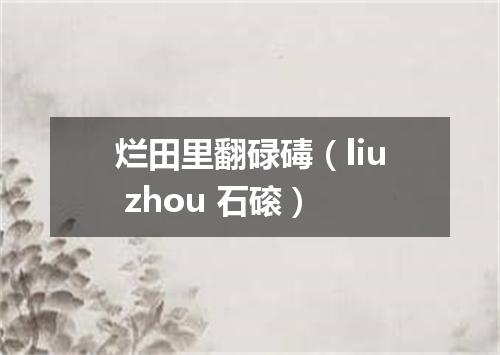 烂田里翻碌碡（liu zhou 石磙）