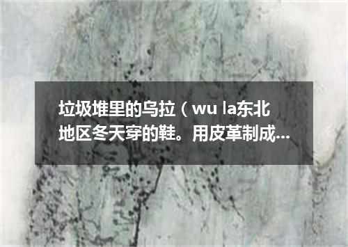 垃圾堆里的乌拉（wu la东北地区冬天穿的鞋。用皮革制成，里面垫乌拉草）