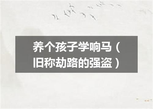 养个孩子学响马（旧称劫路的强盗）