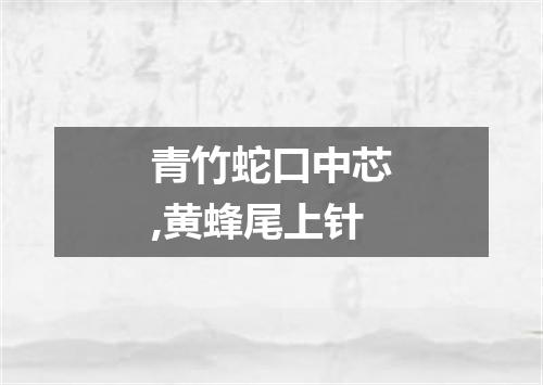 青竹蛇口中芯,黄蜂尾上针