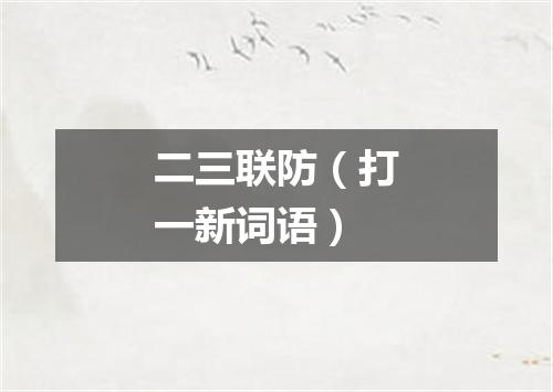 二三联防（打一新词语）
