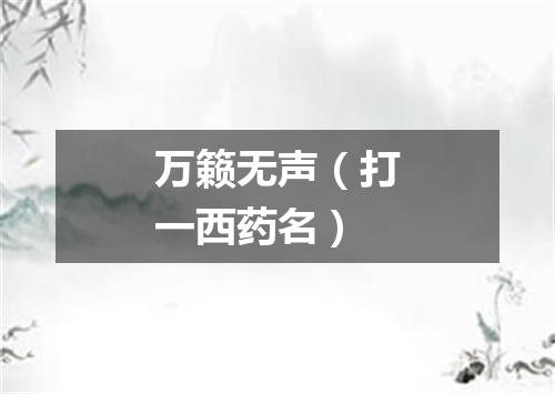 万籁无声（打一西药名）