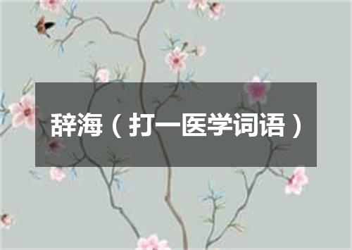 辞海（打一医学词语）