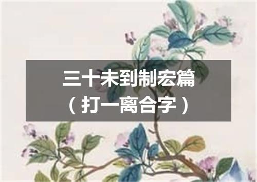 三十未到制宏篇（打一离合字）