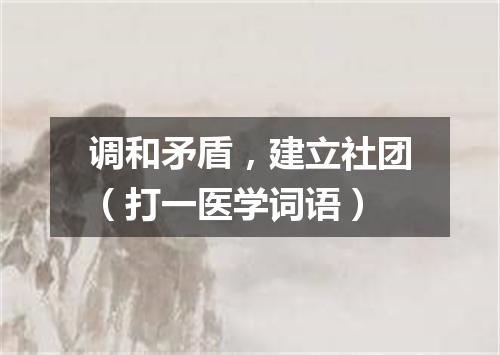 调和矛盾，建立社团（打一医学词语）