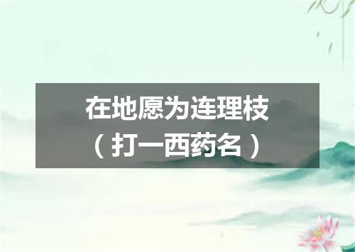 在地愿为连理枝（打一西药名）