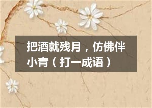 把酒就残月，仿佛伴小青（打一成语）