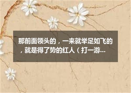 那前面领头的，一来就举足如飞的，就是得了势的红人（打一游目谜）