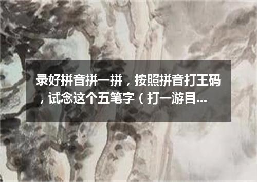 录好拼音拼一拼，按照拼音打王码，试念这个五笔字（打一游目谜）