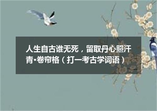 人生自古谁无死，留取丹心照汗青·卷帘格（打一考古学词语）