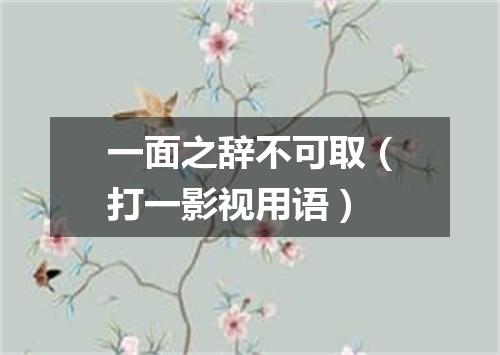 一面之辞不可取（打一影视用语）