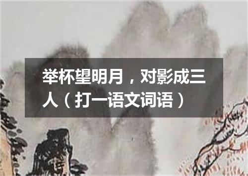 举杯望明月，对影成三人（打一语文词语）