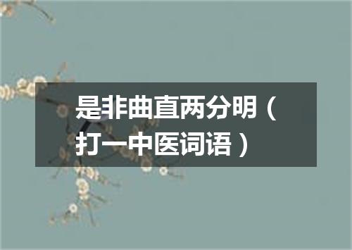 是非曲直两分明（打一中医词语）