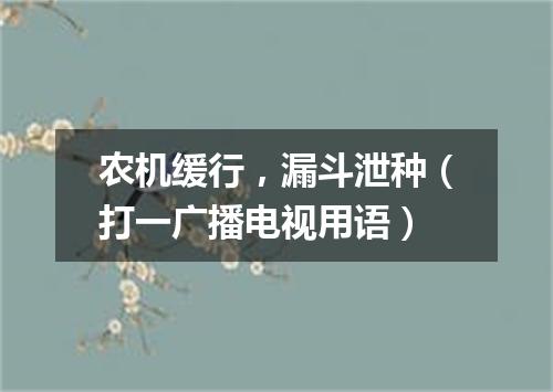 农机缓行，漏斗泄种（打一广播电视用语）