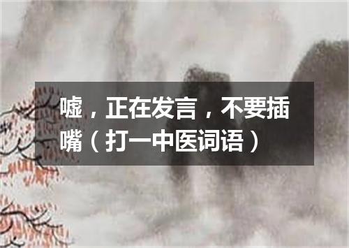 嘘，正在发言，不要插嘴（打一中医词语）