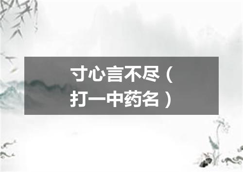 寸心言不尽（打一中药名）