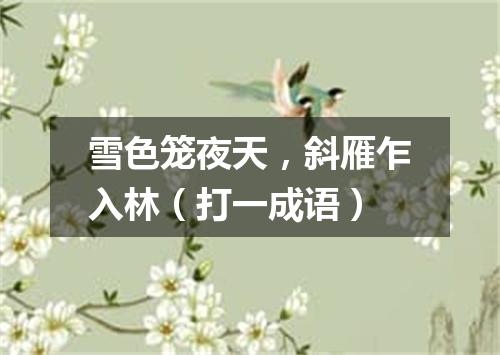 雪色笼夜天，斜雁乍入林（打一成语）