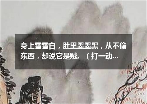 身上雪雪白，肚里墨墨黑，从不偷东西，却说它是贼。（打一动物）