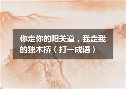 你走你的阳关道，我走我的独木桥（打一成语）