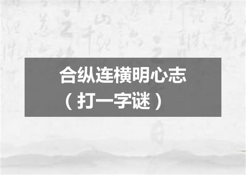 合纵连横明心志（打一字谜）
