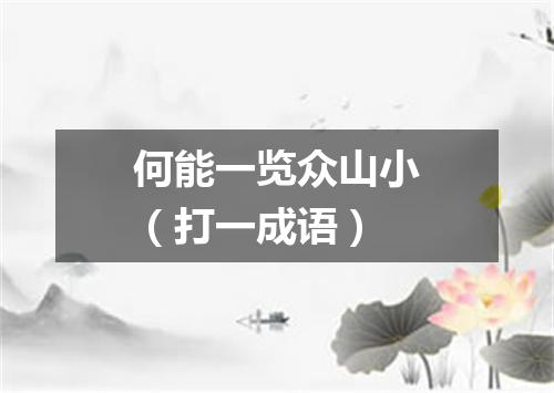 何能一览众山小（打一成语）