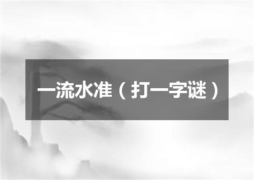 一流水准（打一字谜）