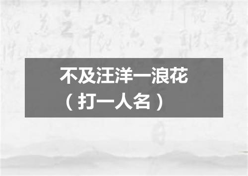 不及汪洋一浪花（打一人名）
