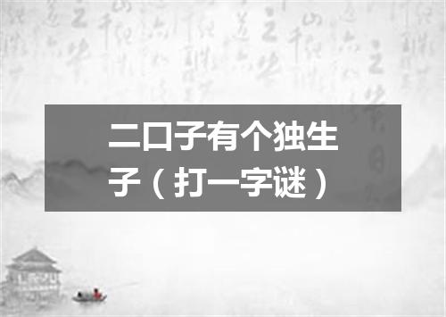 二口子有个独生子（打一字谜）