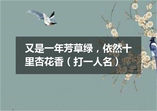 又是一年芳草绿，依然十里杏花香（打一人名）
