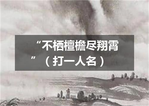 “不栖檀檐尽翔霄”（打一人名）