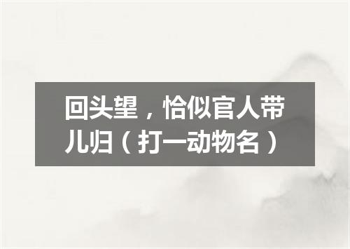 回头望，恰似官人带儿归（打一动物名）