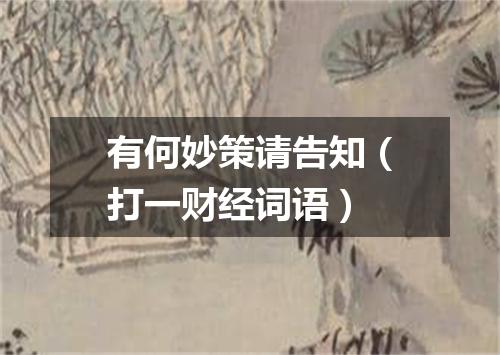 有何妙策请告知（打一财经词语）