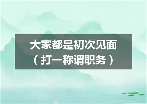 大家都是初次见面（打一称谓职务）
