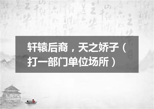 轩辕后裔，天之娇子（打一部门单位场所）