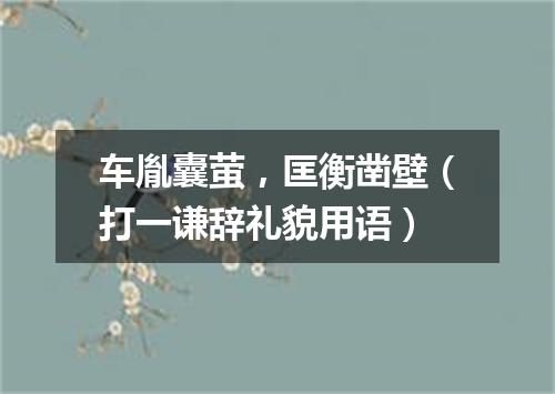 车胤囊萤，匡衡凿壁（打一谦辞礼貌用语）