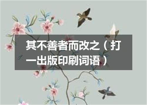 其不善者而改之（打一出版印刷词语）