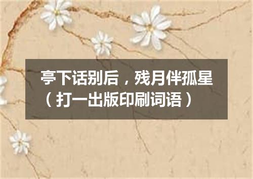 亭下话别后，残月伴孤星（打一出版印刷词语）