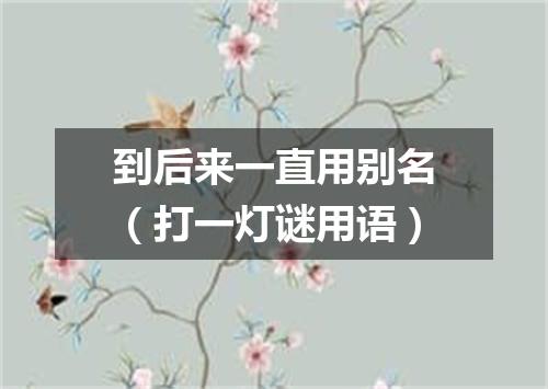 到后来一直用别名（打一灯谜用语）