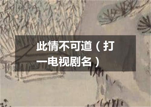 此情不可道（打一电视剧名）