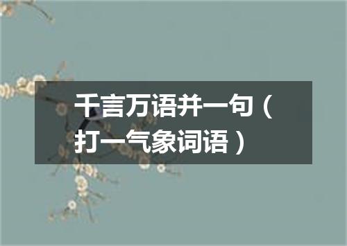 千言万语并一句（打一气象词语）