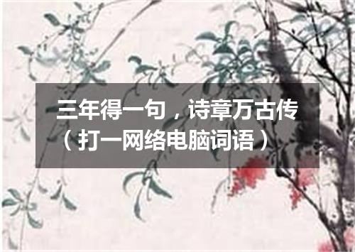 三年得一句，诗章万古传（打一网络电脑词语）