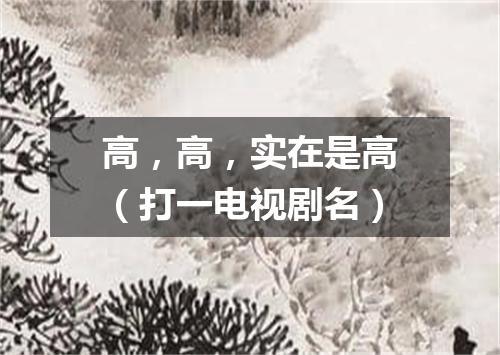 高，高，实在是高（打一电视剧名）