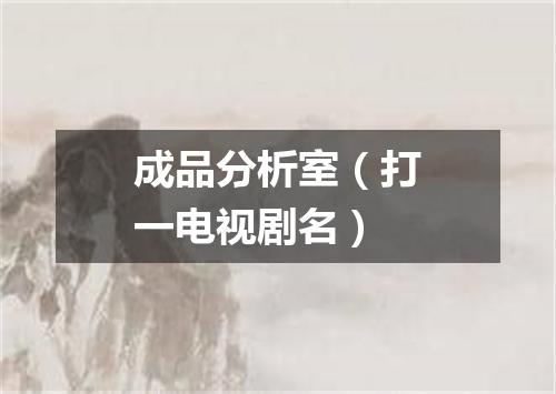 成品分析室（打一电视剧名）