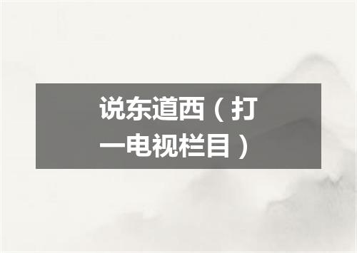 说东道西（打一电视栏目）